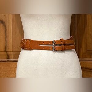 VTG Braided Leather Belt, Double-Buckle, Festive Garb/Festival Gear/Ren Faire 75